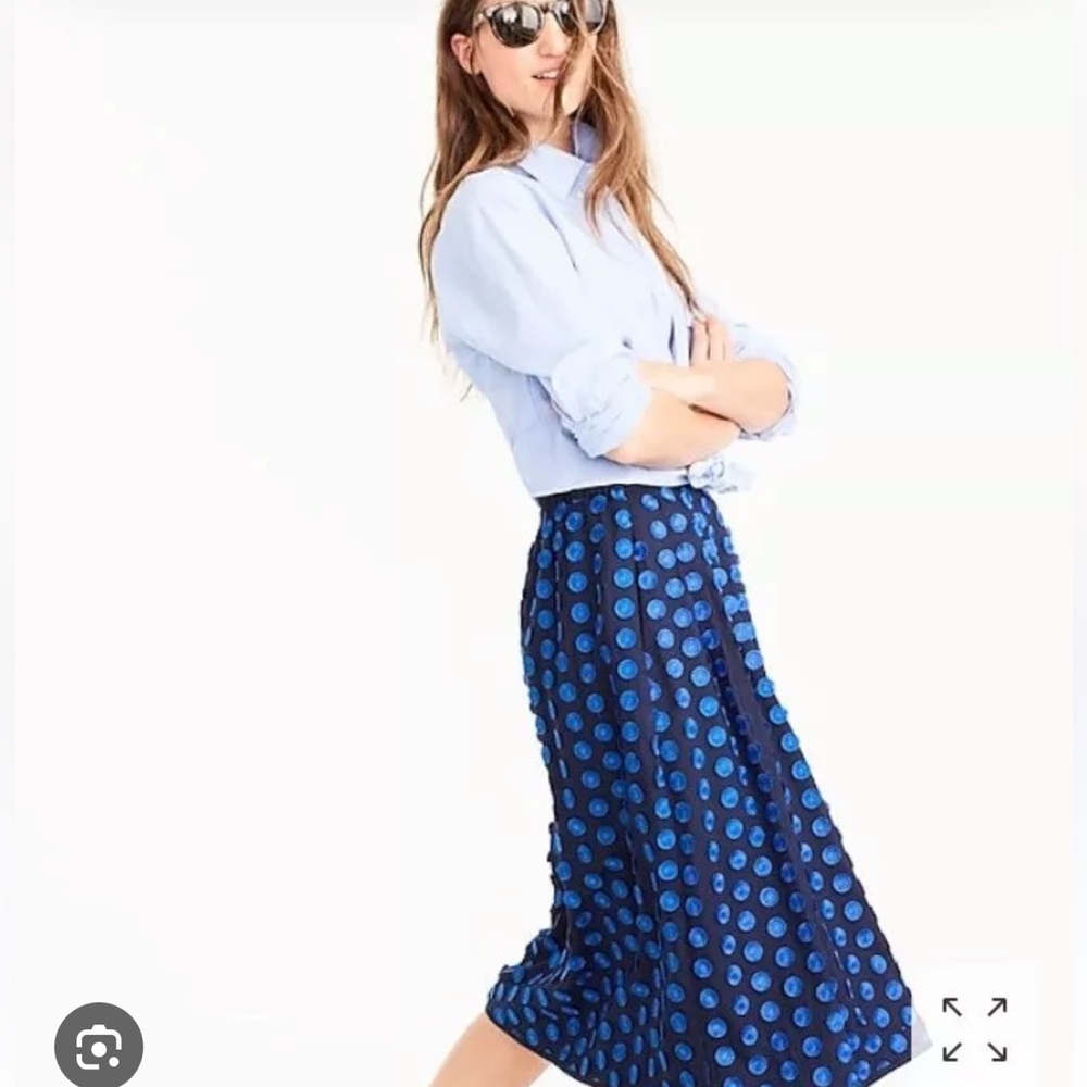 NWOT J. Crew Midi Skirt in Fringi Dots, size 4